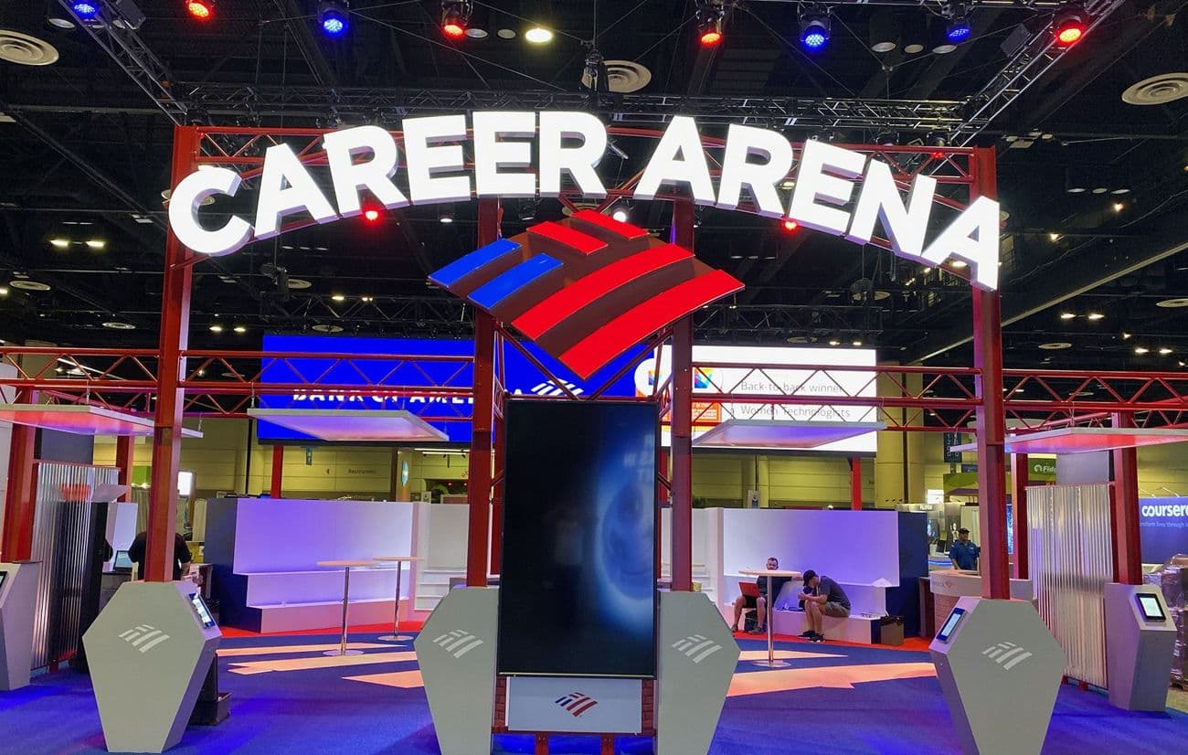 Bank of America Career Arena trade show booth with a Reflekt photo experience